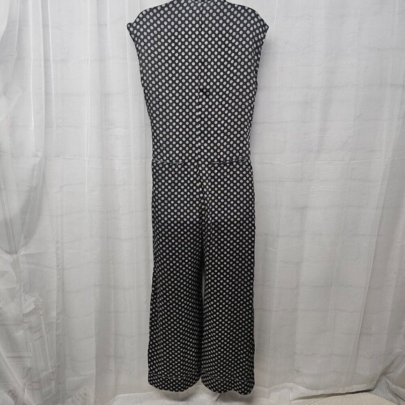 Zara Black Gray Geometric Sleeveless Jumpsuit Wide Leg Boho S/M - Picture 8 of 12